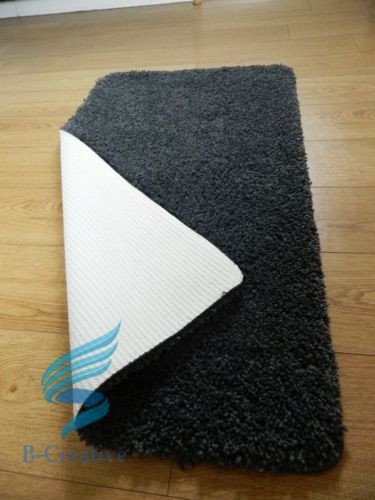 B-Creative Tapis à poils longs doux uni lavable et antidérapant pour chambre à coucher Gris anthracite 60 x 180 cm