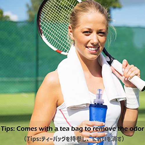 Azarxis TPU opvouwbare zachte fles, BPA-vrij, drinkfles, waterfles voor drinkrugzak, fiets, klimmen en sport, 500 ml - 2 stuks met 2 rietjes) - Image 7