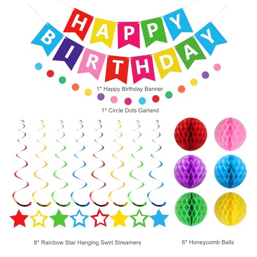 Image of meowtastic Birthday Decorations Happy Birthday Banner with Honeycomb Balls