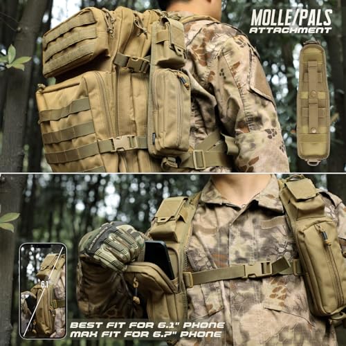 Wynex WY-0216K-A1 Molle Accessories Pouch Of Double Zipper Pocket Version, Backpack Strap Pouch Shoulder Strap Molle Attachment Tactical Accessories Bag Shoulder Starps Zipper Pocket Additional Phone Holder thumb #3