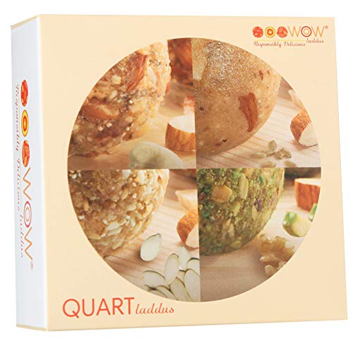 Image of WOW QUART - Dry Fruit Supreme, Nuts Opus, Seed Nouvelle & Golden Grain 140 Grams Pack of 4 | Natural Jaggery Sweetened | Pure Ghee Infused | Nutrient & Healthy Tasty Laddoos | No Added Preservative