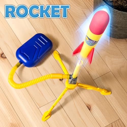 Image of AIUAZA Rocket Launcher for Kids - 2 Rockets - Outdoor Fun Toy Gift for Boys & Girls - Soft Foam Blaster Set Soars Up to 100 Feet - Ages 3 & Up