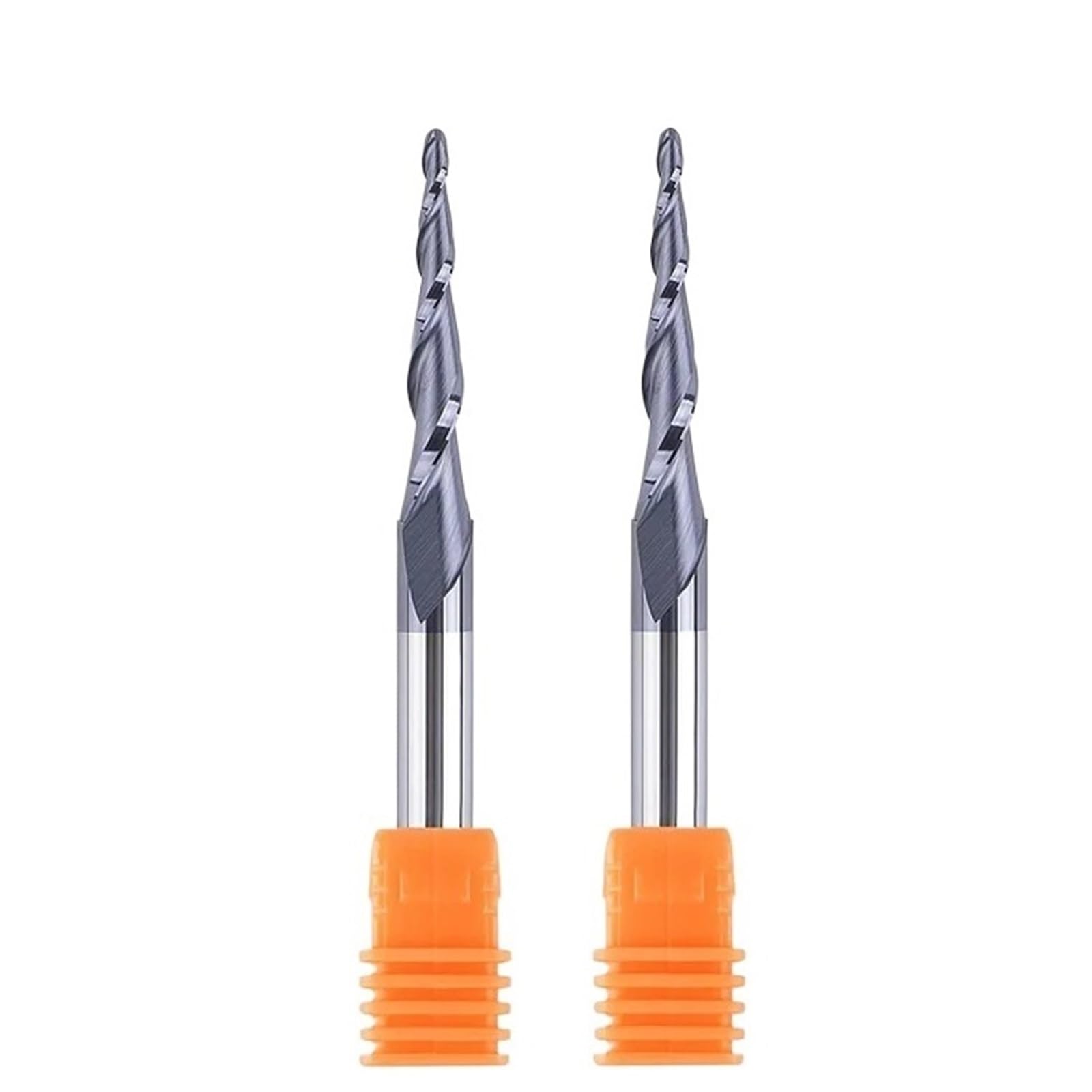 Stożkowy frez końcowy, 2 szt. Frez stożkowy R0.25-2.0, chwyt 3.175-8mm z węglika spiekanego 2-ostrzowy frez do rzeźbienia w drewnie(2pcs-R1.5-47-D8-T)