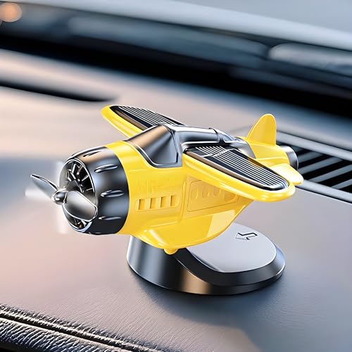 Image of JIAYOSEE A Solar-Powered Car Ornament(Yellow) | Light-activated spinning Rotates as car moves