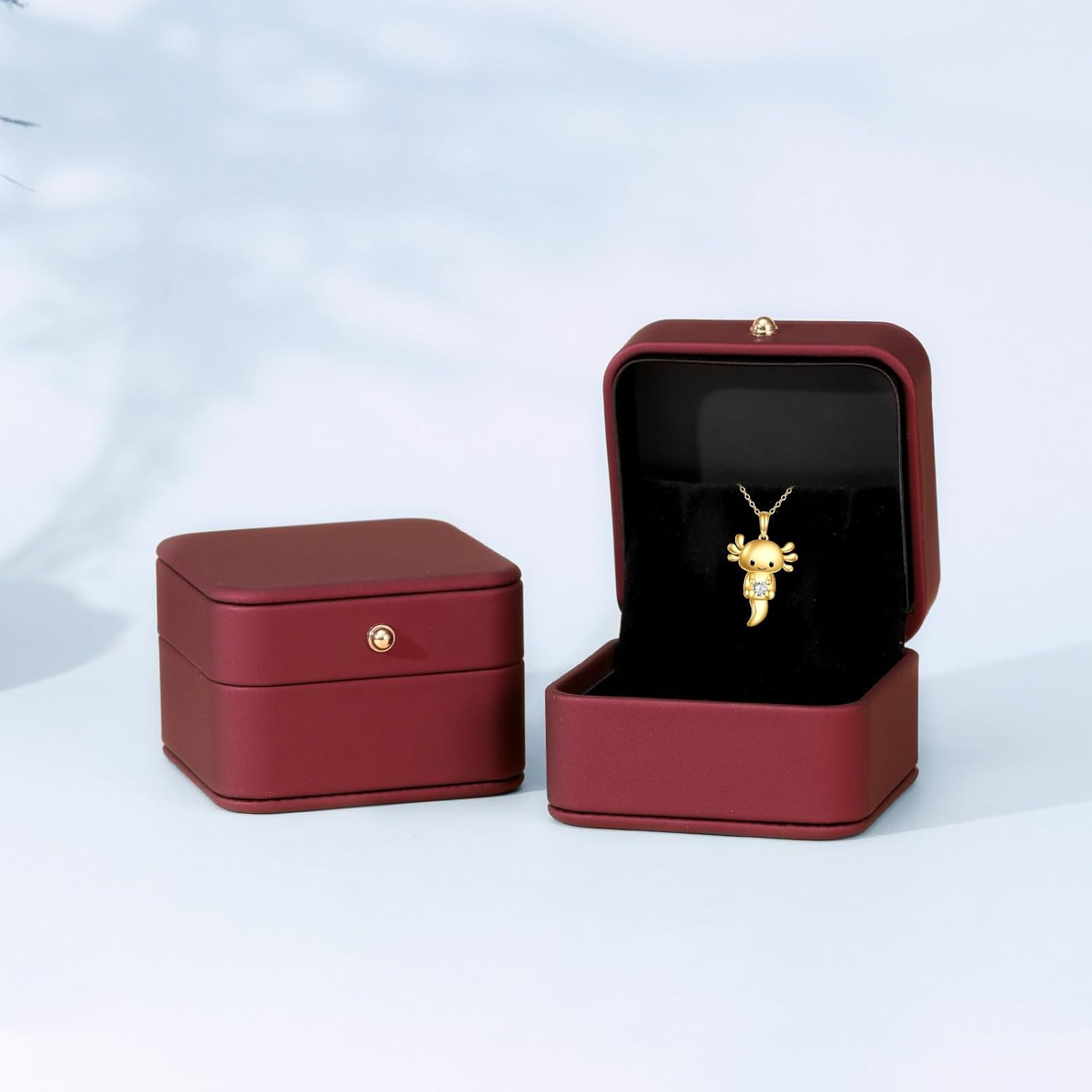 DOVRAN 10K/14K Solid Gold Axolotl Necklace Axolotl Pendant Cute Animal Jewelry Gifts for Men Women