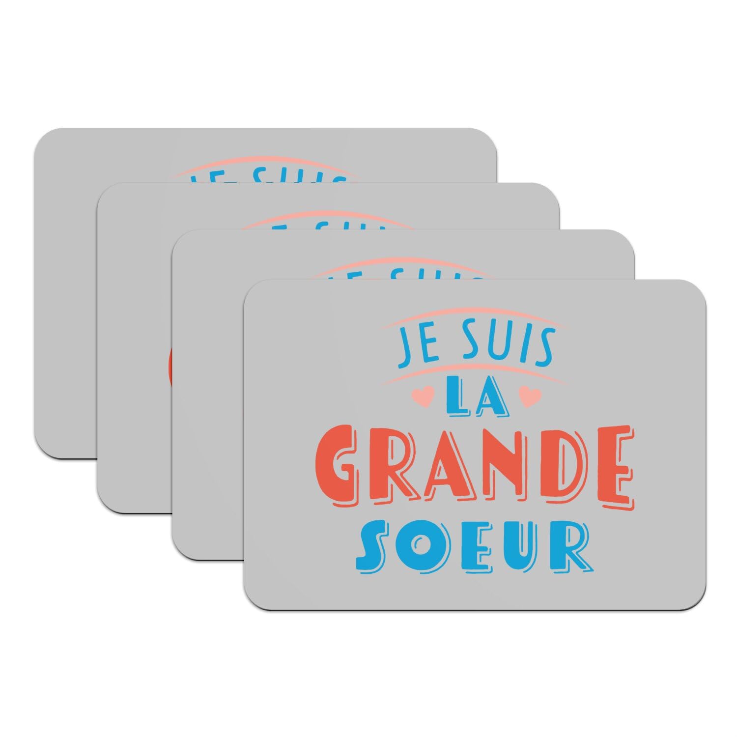 Lot de 4 sets de table gris cadeau grande soeur pour enfant et fille