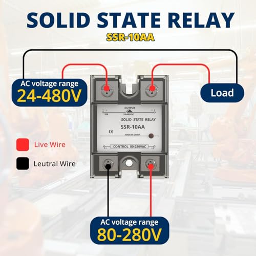 YQSIYU SSR-10AA Solid State Module Relay SSR-10AA,Control 80-280V AC Load 24-480V AC, for Industrial Automation Devices