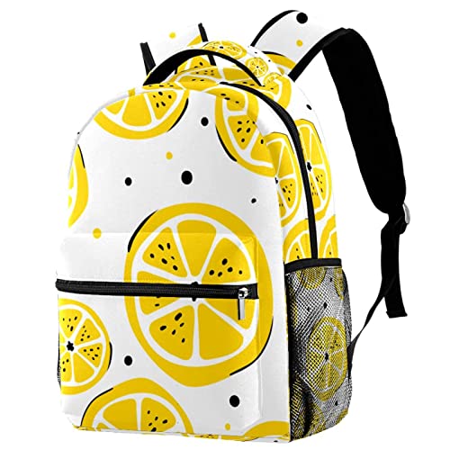 Sac à dos voyage jaune fruits citron avec porte-gourde
