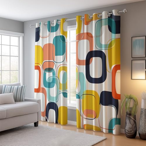 Cortinas Decorativas con Ojales 117 An x 138 Al cm (2Paneles), Sencillo Pintura Grafiti Tema Aislamiento Térmico Cortina para Salón Dormitorio Hotel, Multicolor Oscurecidas Antiarrugas