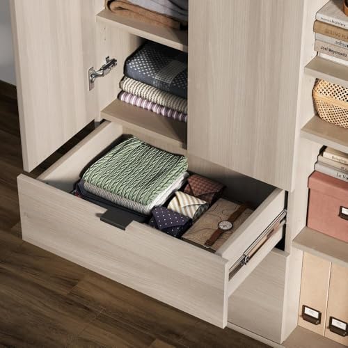 Image of Wakefit Engineered Wood Cabinet | 1 Year Warranty | Storage Cabinet for Home Kitchen Living Room | 1 Closed Compartment, 2 Drawers & 4 Open Shelves | Pattens - Moldau Acacia