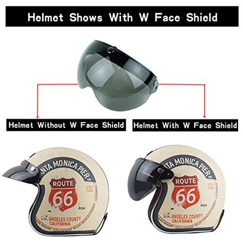 Vcoros Universal Motorcycle Retro Pilot-Style Standard 3 Snap-Button Visor Flip Up Down Open Face Helmet Half Face Shield(Chrome Silver) #TOP4