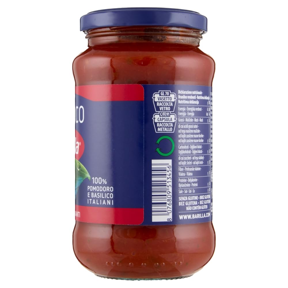 18x Barilla Pastasauce Sugo con Basilico, Italienisches Sauce mit Tomaten und Basilikum 400g + Beni Culinari Kostenloser Schlüsselanhänger