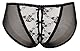 Orion Ouvert-Slip - verführerische Panty für Frauen, mit Öffnung im Schritt, floralen Spitzen-Details, verzierter Bund, figurbetont, schwarz
