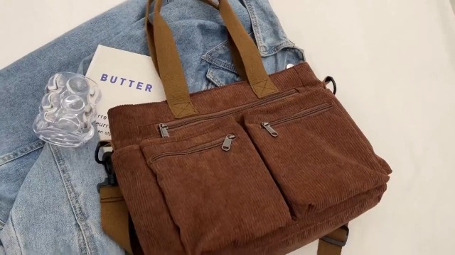 Bolso Tote Casual de Pana para Mujer miniatura 7