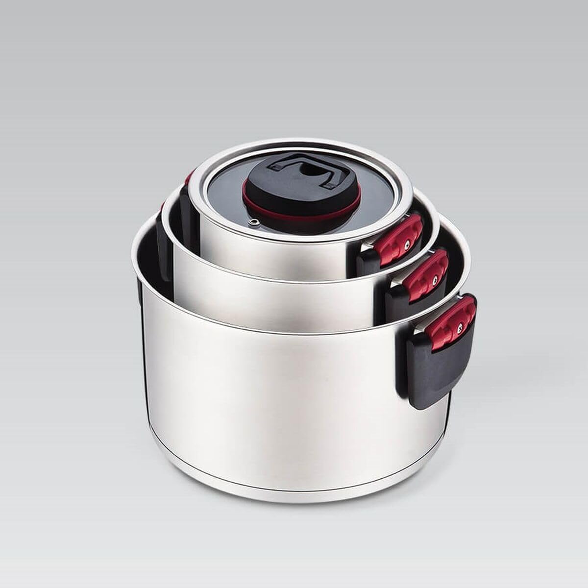Maestro MR-3530-6 Lot De 6 Pots Avec Poignées Pliantes - Idéal Cuisine Et Rangement