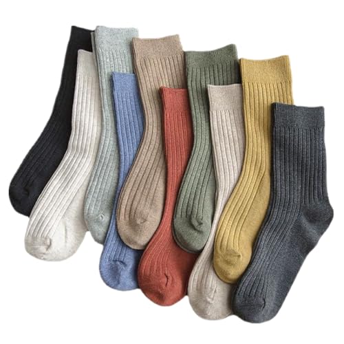 Ikruidy Calcetines para Mujer 10 pares Calcetines de Algodón para Mujer de Algodón Lisos EU 34-40 Calcetine Deporte para Primavera Otoño e Invierno