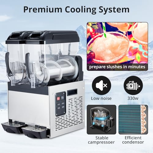 Image of Acekool Commercial Margarita Machine, 24L /6.4 Gal Frozen Margarita Machine Smoothie, Self-Cleaning, 700W Stainless Steel Slushy Machine for Snow Melts, Cocktails, Homes, Coffee Shops, Restaurants