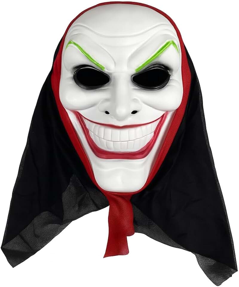 Máscara do Coringa Assustador Halloween – Fantasia Vilão Príncipe Palhaço do Crime com Sorriso Sinistro, Cobre Todo o Rosto, Leve e Confortável para Festas, Cosplay e Decoração