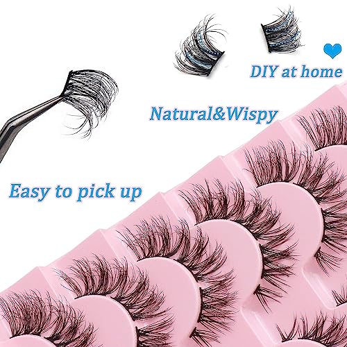 Veleasha Lash Clusters 3D Fluffy & Wispy Diy Individual Lashes Handmade & Lightweight False Eyelashes 7 Pairs Pack Natural Look Eyelashes | Cluster Lashes 03 #TOP2