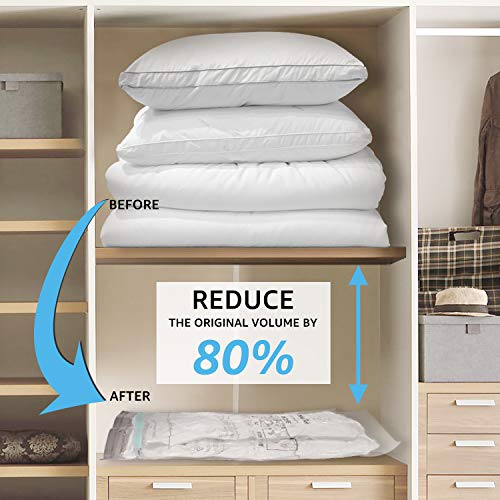 Rainbow Craft 24-PACK Vacuum Storage Bags for Cloths Space Saver Vacuum Bags for Blanket Including 2pc X-Jumbo, 5pc Jumbo, 4pc Large, 4pc Medium&9pc Hand Roll Cloth Bags - with FREE Dual Pump