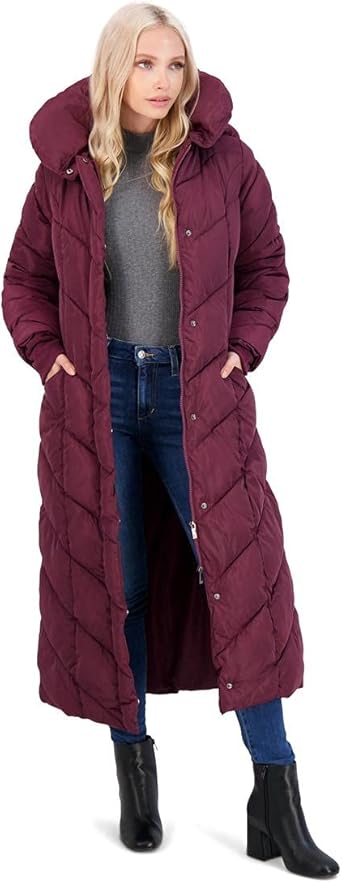 point zero down filled chevron coat