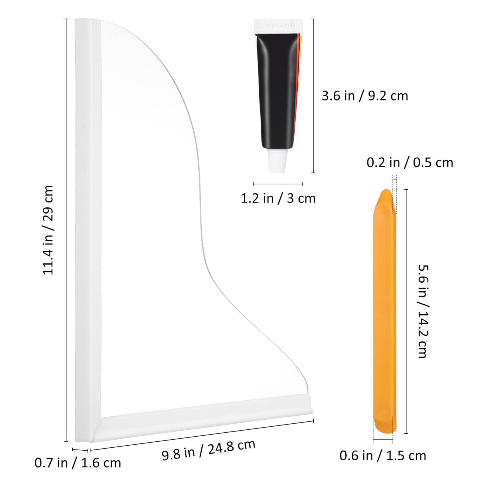 Ciieeo 2-Piece Acrylic Shower Splash Guard Kit Bathtub Water Guard Corner Easy Install Maintain Tub Edge Splash Shield for Bathroom