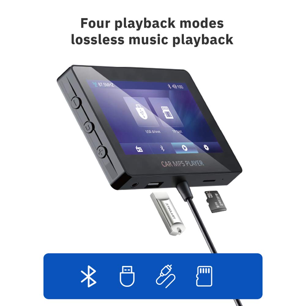 ELGE Lecteur MP5 de Voiture Bluetooth 5.0 éMetteur FM Support TF U Disque Lecteur de Musique Lecteur de Voiture Voiture éLectronique pour Voitures M6