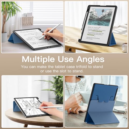 Image of MoKo Stand Case for 11 inch Kindle Scribe (3rd Generation -2025) & Kindle Scribe Colorsoft (1st Generation 2025) - Premium Leather Trifold Stand Cover with Pen Holder, Auto Sleep /Wake, Dark Sea Blue