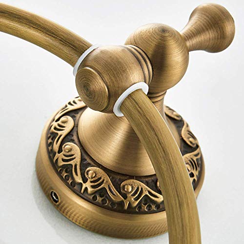 Leyden LY-GJ-F8311 Brass Towel Ring, Antique Retro Round Towel Holder, Wall Mounted Bath Hand Towel Rack Rail Bathroom Hardware Classical Ancient Wave Pattern Base thumb #7