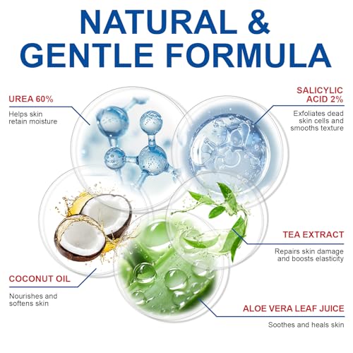 2PCS Urea Cream Stick 60% plus 2% Salicylic Acid, Urea Foot Cream for Dry Cracked Heels, Foot Lotion Stick for Rough Thick Dry & Cracked Skin, Maximum Strength Moisturizer,Foot Moisturiser - Image 5