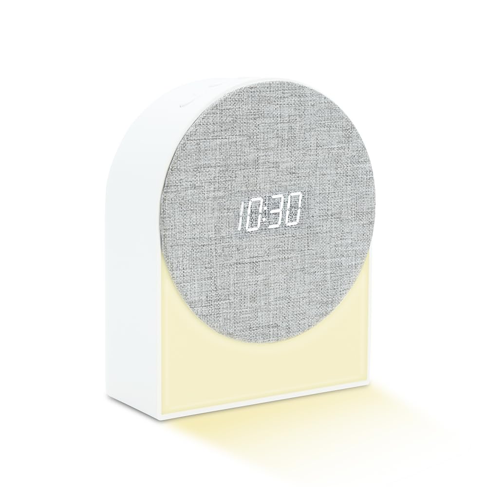 MOOOV 477355 4-in-1 Luminous Alarm Clock with White Noises, Sleep Aid, E-book, Speaker, Time Display