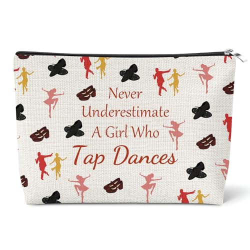 Tap Dancer Gifts for Women Dancing Makeup Bag for Competition Dance Recital Gifts for Girls Dance Teacher Appreciation Gift Cosmetic Bag Christmas Birthday Gift for Tap Dancer Travel Pouch
