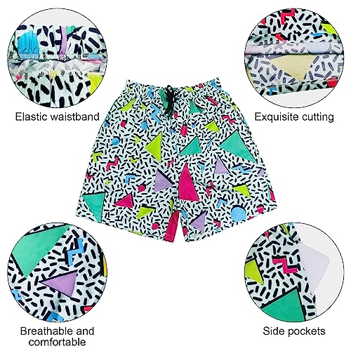 ATAMET 80s Shorts for Men 90s Swim Shorts 80s Summer Party Shorts Hawaiian Beach Shorts Disco Shorts Fun Party Clothes3
