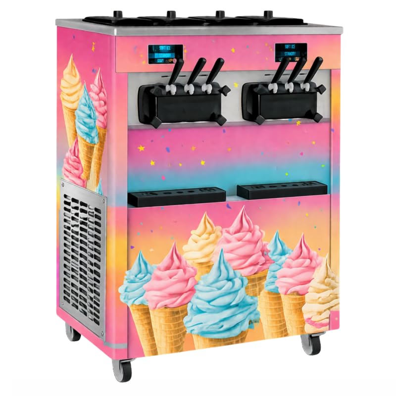 Machine à Glace Italienne Professionnelle 6 Manettes - 4 Parfums + 2 Mix
