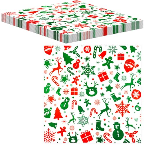 MORAINJAY 100 Blätter Backpapier, Wachspapier, käsepapier, Deli Papierblätter, Butterbrotpapie, BurgerPommes, Umweltfreundliches Lebensmittel Einpackpapier weihnachten (30x30 cm)