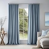 Topfinel Blue Velvet Blackout Curtains 84 Inches Long, Slate Blue Light Stone Blue Dusty Blue Room Darkening Thermal Insulated Heavy Duty Modern Back Tab Winter Drapes for Living Room Bedroom 2 Panels