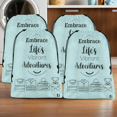 Image of Kuber Industries Pack of 4 Cloth Storage Bag | Non-Woven Storage Organizer | Travel Cloth Carrying Bag | Garments Cover for Laundry | Travel Storage Organizer for Clothing | Large | Grey
