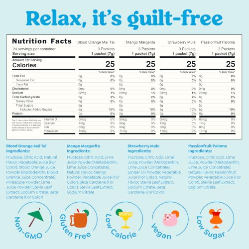Image of Craftmix Variety Pack Cocktail & Mocktail Drink Mixer, Pack of 24 | Skinny Mixes, Water Flavoring Packets, Made with Real Fruit, Vegan Low-Carb, Low-Sugar, Non-GMO, Dairy Free, Gluten Free