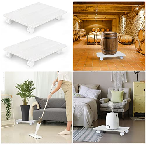 White Computer Tower Stand, Set Of 2 Pc Tower Stand, Floor Pc Stand For Under Desk, Wooden Cpu Holder Stand Cart With Lockable Wheels, For Office, Home #TOP4