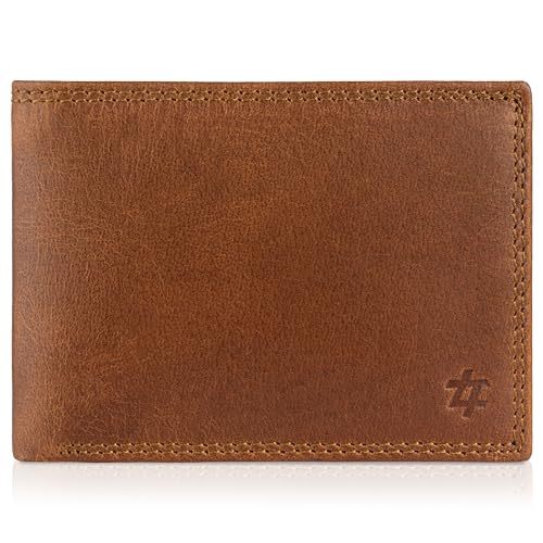 Crazy Horse Mens Leather Wallet Bifold with Flip ID-RFID Blocking Slim Leather Wallets for Men-Cielo Series-Gift for Him-Dad Gifts