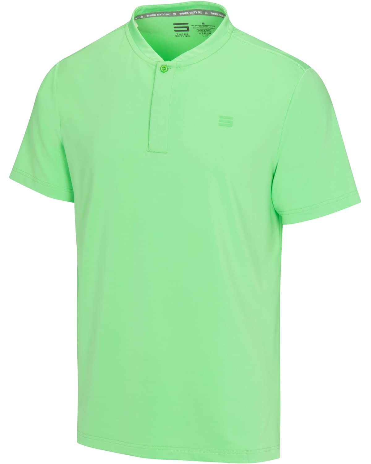 Photo 1 of Three Sixty Six Collarless Golf Shirts for Men - Quick Dry Short Sleeve T-Shirt with 4-Way Stretch Fabric & UPF 30 3X-Large Neon Green
