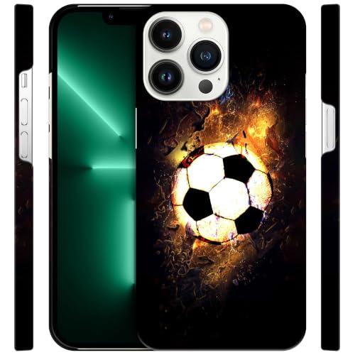 GlamCase for iPhone 13 Pro Max, iPhone 13 Pro Max Case - Soccer On Fire Printed Cute Slim Fit Hard Plastic Protective Designer Back Phone Case/Cover for iPhone 13 Pro Max White
