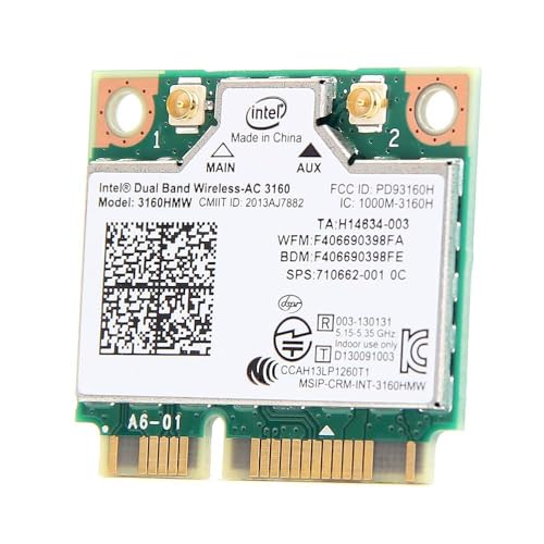 Intel Wireless-AC 3160 Carte Wi-FI Double Bande Antennes 1x1 AC + BT HMC
