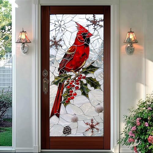 Vinilo Decorativo Navideño Pájaro Cardinal 17.7 x 39.3 pulgadas miniatura 6