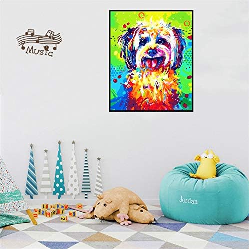 HKLIOPU DIY Paint by Numbers for Adults Beginner-Canvas Oil Painting Kit for Kids and Adults-Suitable for Bedroom Office- Arts Craft for Home Wall Decor-16x20 Inch-Cute Puppy-Without Frame