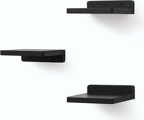 Miniatura 8 de NIUBEST Estante flotante pequeño, repisas de exhibición de 5 x 6 pulgadas para pared, mini estantes, estante de madera rústica para dormitorio, sala