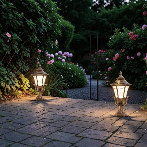 Image of Glowave Decorative Outdoor Bronze Square Post Light Pillar Light Column Light, Waterproof Lantern Post for Patio or Fench Deck, Doorway Porch Pillar Lamp - Warm White (P-6698 /BG)