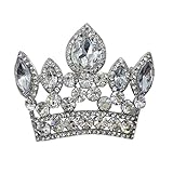 TTjewelry Bride Imperial Crown Wedding Pendant Rhinestone Crystal Brooch Pin (White)