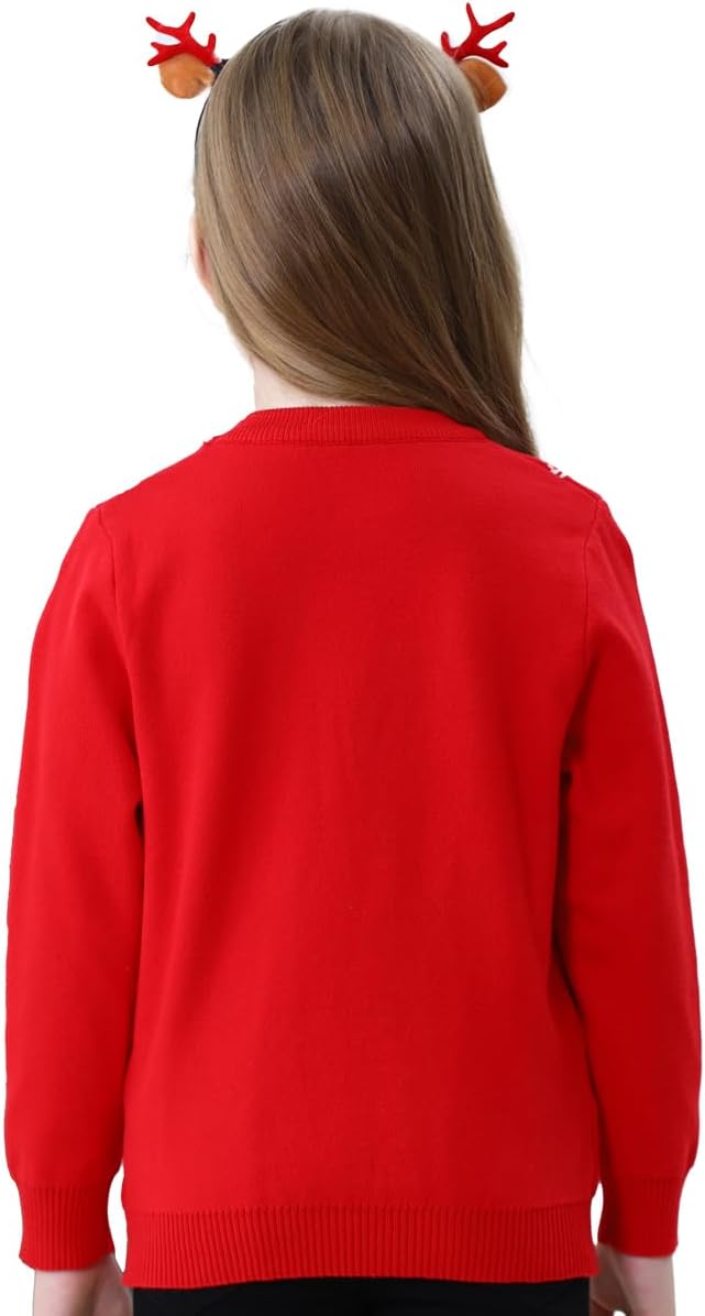 Girl Ugly Christmas Sweater - Boy Double Layer Knitted Reindeer Holiday Xmas Pullover Sweater Kids 2-9 Years Old - Image 7