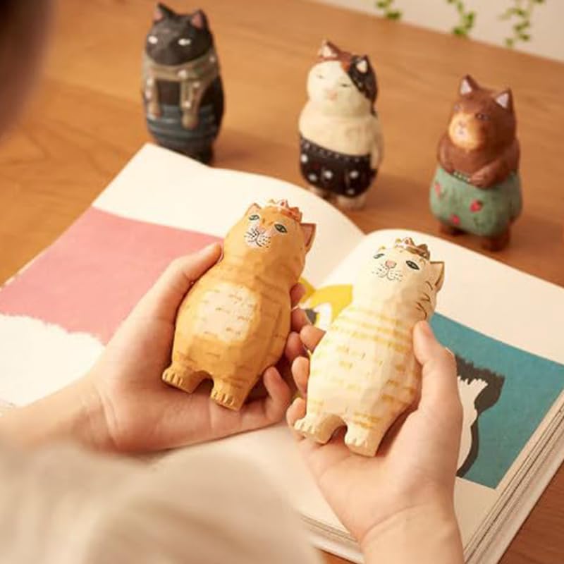 Amazon.co.jp: 猫 置物 玄関小物 天然木製で温かい質感 招き猫 猫